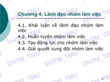 Giáo trình Nhóm làm việc - Chương 4: Lãnh đạo nhóm làm việc
