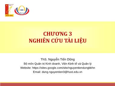 Giáo trình Phương pháp nghiên cứu trong kinh doanh - Chương 3: Nghiên cứu tài liệu - Nguyễn Tiến Dũng