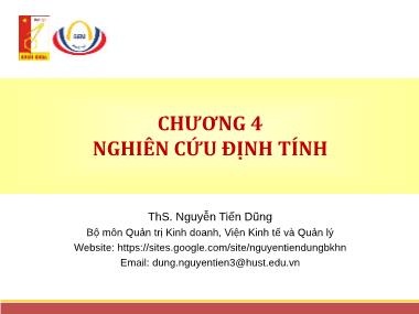 Giáo trình Phương pháp nghiên cứu trong kinh doanh - Chương 4: Nghiên cứu định tính - Nguyễn Tiến Dũng