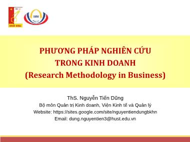 Giáo trình Phương pháp nghiên cứu trong kinh doanh - Nguyễn Tiến Dũng