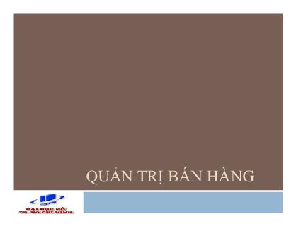 Giáo trình Quản trị Bán hàng (Chuẩn kiến thức)