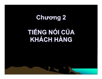 Giáo trình Quản trị chất lượng - Chương 2: Tiếng nói của khách hàng - Nguyễn Quang Vinh