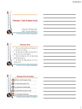 Giáo trình Quản trị học - Chương 2: Lịch sử Quản trị học - Bùi Hoàng Ngọc