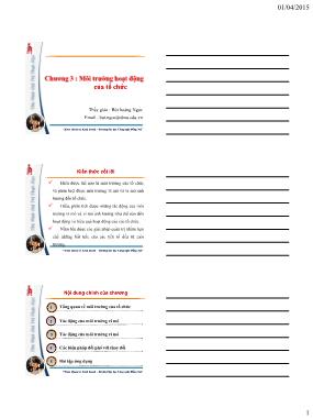 Giáo trình Quản trị học - Chương 3: Môi trường hoạt động của tổ chức - Bùi Hoàng Ngọc