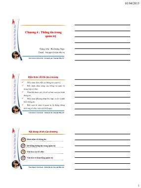 Giáo trình Quản trị học - Chương 4: Thông tin trong quản trị - Bùi Hoàng Ngọc
