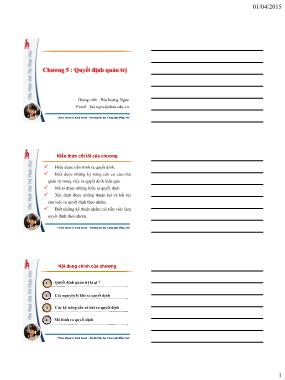 Giáo trình Quản trị học - Chương 5: Quyết định quản trị - Bùi Hoàng Ngọc