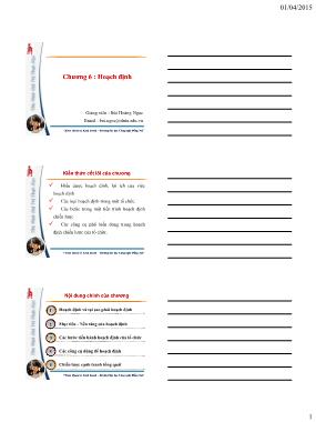 Giáo trình Quản trị học - Chương 6: Hoạch định - Bùi Hoàng Ngọc