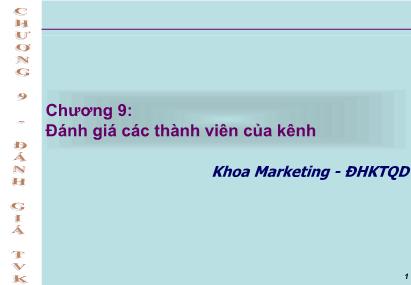 Giáo trình Quản trị kênh Phân phối - Chương 9: Đánh giá các thành viên của kênh