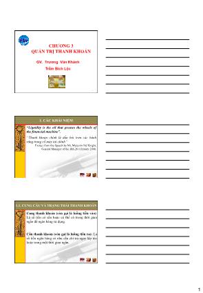 Giáo trình Quản trị kinh doanh ngân hàng - Chương 3: Quản trị thành khoản - Trương Văn Khánh