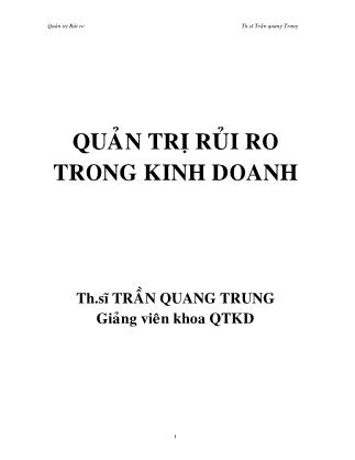 Giáo trình Quản trị rủi ro trong kinh doanh - Trần Quang Trung