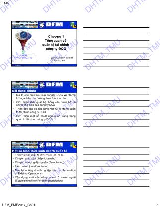 Giáo trình Quản trị tài chính công ty Đa quốc gia - Chương 1: Tổng quan về quản trị tài chính công ty Đa quốc gia
