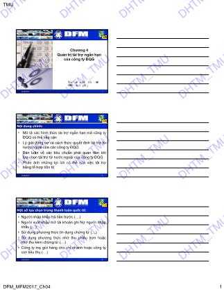 Giáo trình Quản trị tài chính công ty Đa quốc gia - Chương 4: Quản trị tài trợ ngắn hạn của công ty Đa quốc gia