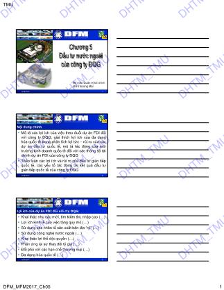 Giáo trình Quản trị tài chính công ty Đa quốc gia - Chương 5: Đầu tư nước ngoài của công ty Đa quốc gia