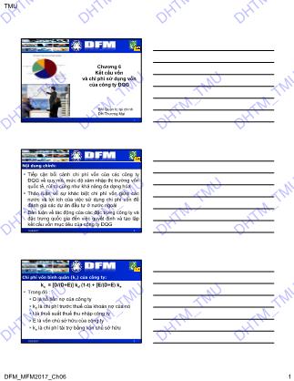 Giáo trình Quản trị tài chính công ty Đa quốc gia - Chương 6: Kết cấu vốn và chi phí sử dụng vốn của công ty Đa quốc gia