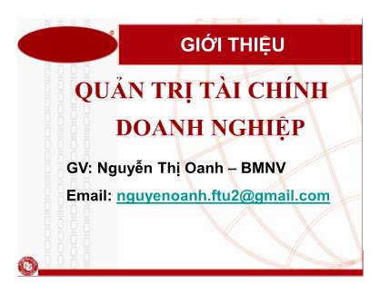 Giáo trình Quản trị Tài chính doanh nghiệp - Nguyễn Thị Oanh