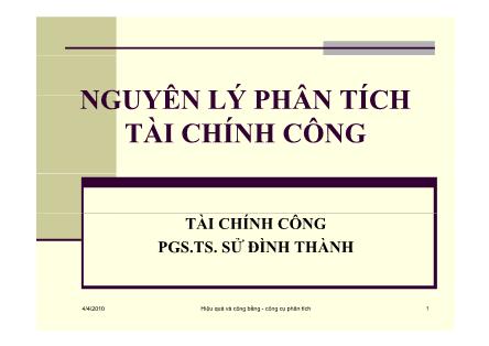 Giáo trình Tài chính công - Chương 1: Nguyên lý phân tích tài chính công