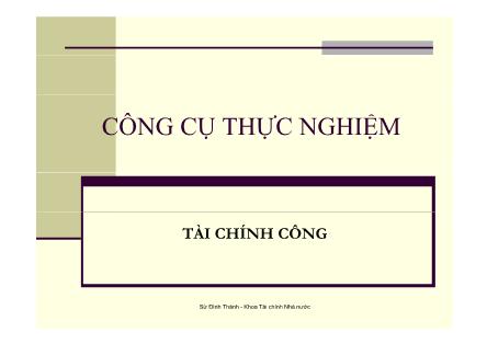 Giáo trình Tài chính công - Chương 2: Công cụ thực nghiệm