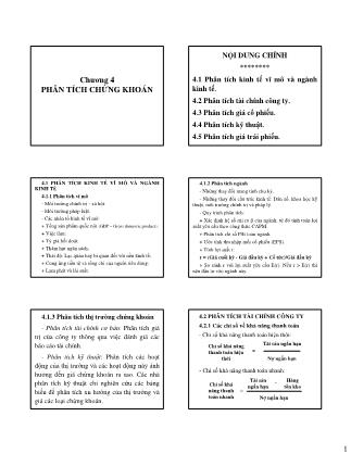Giáo trình Tài chính doanh nghiệp - Chương 4: Phân tích chứng khoán
