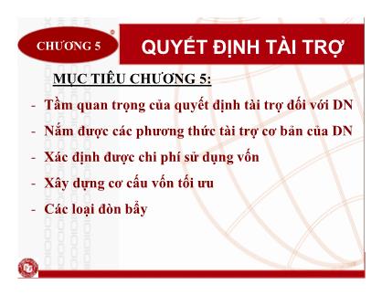 Giáo trình Tài chính doanh nghiệp - Chương 5: Quyết định tài trợ