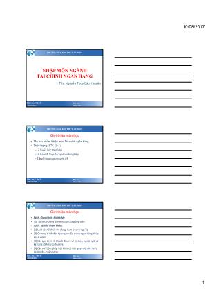Giáo trình Tài chính ngân hàng - Nguyễn Thụy Bảo Khuyên