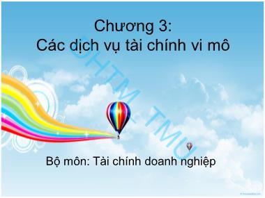 Giáo trình Tài chính vĩ mô - Chương 3: Các dịch vụ tài chính vĩ mô