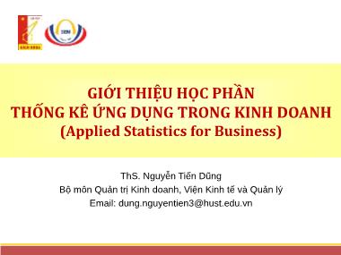 Giáo trình Thống kê ứng dụng - Chương 0: Giới thiệu học phần thống kê ứng dụng trong kinh doanh - Nguyễn Tiến Dũng