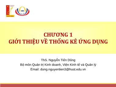 Giáo trình Thống kê ứng dụng - Chương 1: Giới thiệu về thống kê ứng dụng - Nguyễn Tiến Dũng