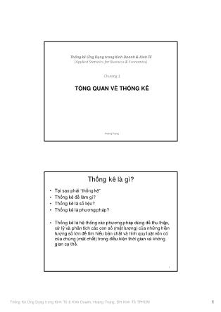Giáo trình Thống kê ứng dụng - Chương 1: Tổng quan về thống kê - Hoàng Trọng