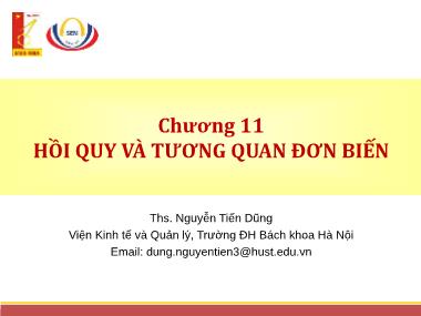 Giáo trình Thống kê ứng dụng - Chương 11: Hồi quy và tương quan đơn biến - Nguyễn Tiến Dũng
