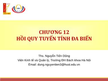 Giáo trình Thống kê ứng dụng - Chương 12: Hồi quy tuyến tính đa biến - Nguyễn Tiến Dũng