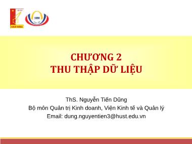 Giáo trình Thống kê ứng dụng - Chương 2: Thu thập dữ liệu - Nguyễn Tiến Dũng