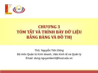 Giáo trình Thống kê ứng dụng - Chương 3: Tóm tắt và trình bày dữ liệu bằng bảng và đồ thị - Nguyễn Tiến Dũng