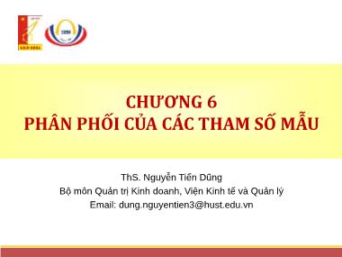 Giáo trình Thống kê ứng dụng - Chương 6: Phân phối của các tham số mẫu - Nguyễn Tiến Dũng