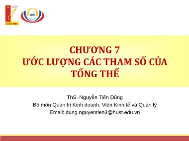 Giáo trình Thống kê ứng dụng - Chương 7: Ước lượng các tham số của tổng thể - Nguyễn Tiến Dũng