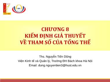 Giáo trình Thống kê ứng dụng - Chương 8: Kiểm định giả thuyết về tham số của tổng thể - Nguyễn Tiến Dũng