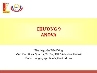 Giáo trình Thống kê ứng dụng - Chương 9: ANOVA - Nguyễn Tiến Dũng