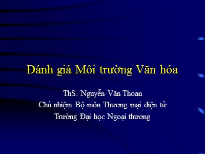 Giáo trình Thương mại điện tử - Chương 3: Đánh giá Môi trường văn hóa