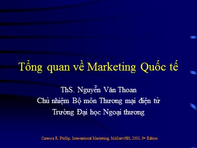 Giáo trình Thương mại điện tử - Chương 5: Tổng quan về marketing Quốc tế - Nguyễn Văn Thoan