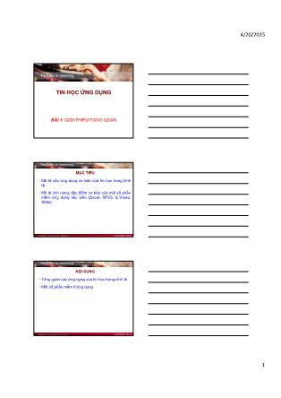 Giáo trình Tin học ứng dụng - Bài 1: Giới thiệu tổng quan