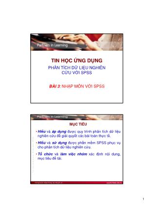Giáo trình Tin học ứng dụng - Bài 3: Nhập môn với SPSS