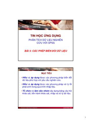 Giáo trình Tin học ứng dụng - Bài 4: Các phép biến đổi dữ liệu