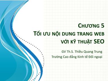 Giáo trình Tin học văn phòng - Bài 5: Tối ưu nội dung trang web với kỹ thuật SEO - Thiều Quang Trung
