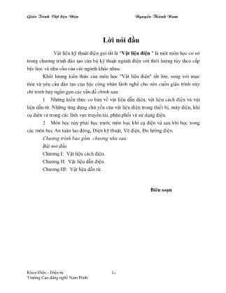 Giáo trình Vật liệu điện - Nguyễn Thanh Nam